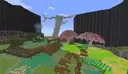 Peach cloud trees and house with slime toy vendor