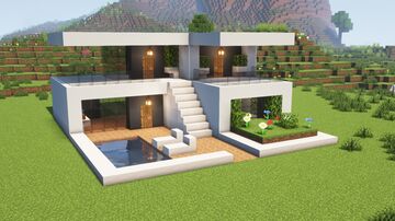 Simple Modern House Build Survival Minecraft Map & Project