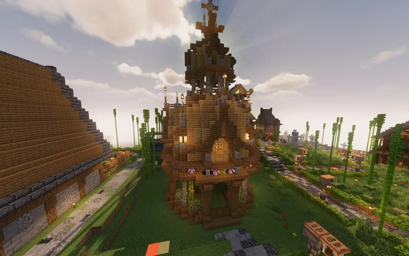 high wooden gazebo Minecraft Map