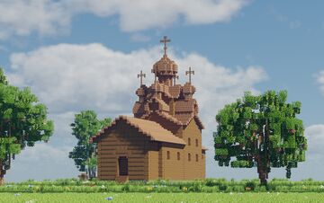 Деревянная церковь ∣ Wooden church Minecraft Map & Project
