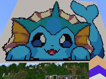 Happy Vaporeon Pixel Art Minecraft Map & Project