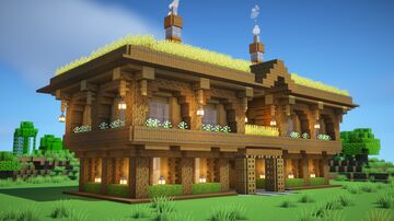 Lvl.3 Survival House, Wood Mansion +Tutorial 🏡(69.3) Minecraft Map & Project