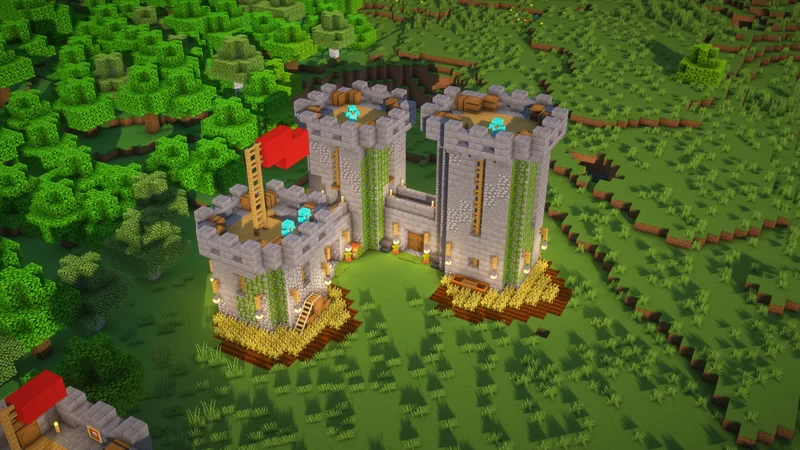 Lvl.2 Small Stone Castle Tower Base +Tutorial 🏡(73.2) Minecraft Map