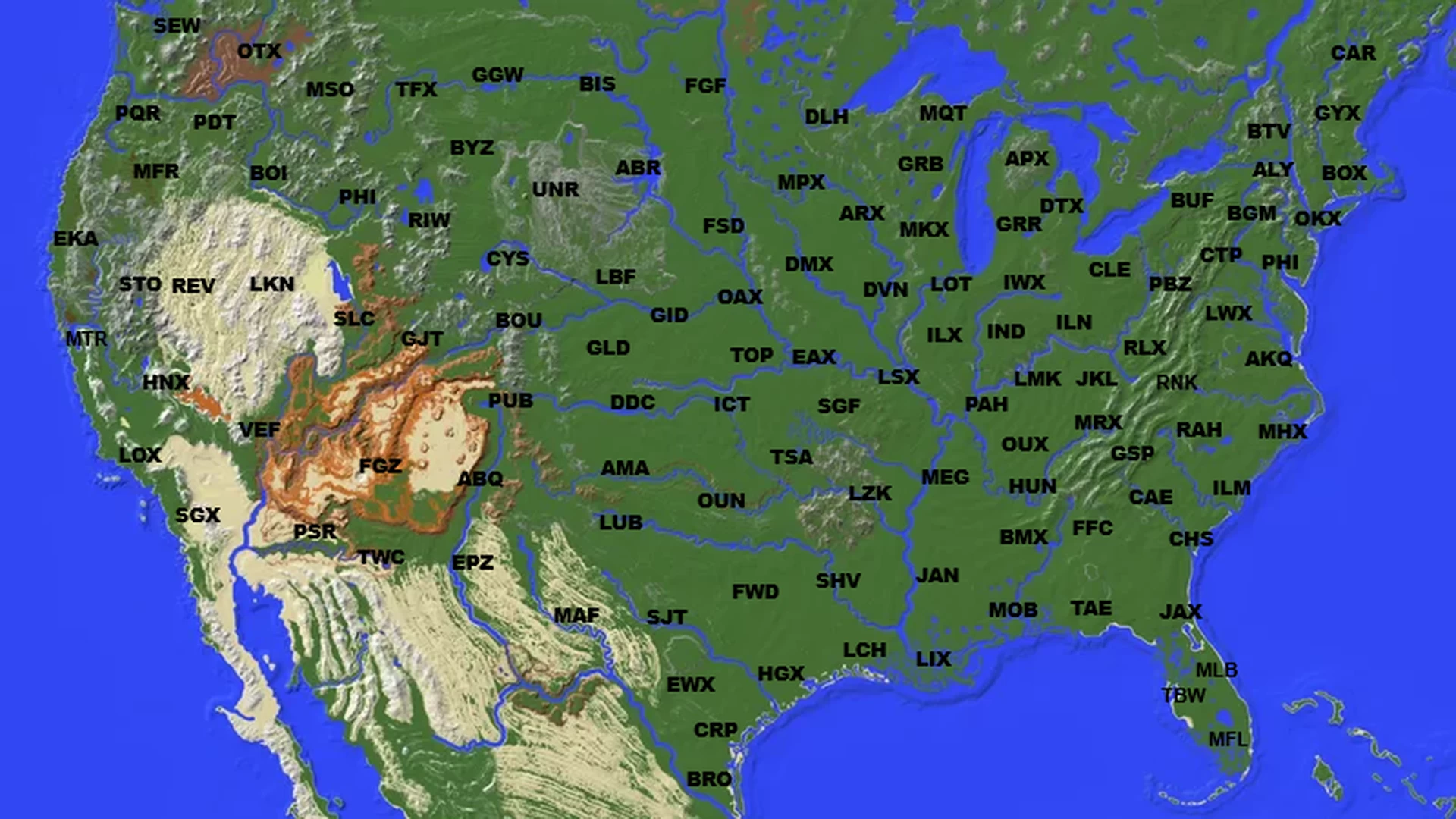 NWS Forecast Offices Minecraft Map