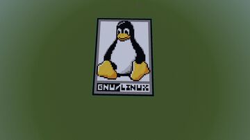 GNU Linux Penguin r/place Pixel Art Minecraft Map & Project