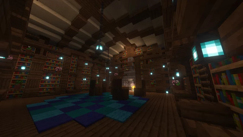 Magic House W/ Library Basement [Survival] [100% Furnished] Minecraft Map
