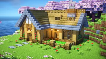 Survival House, Oak & Spruce wood +Tutorial 🌸[12] Minecraft Map & Project
