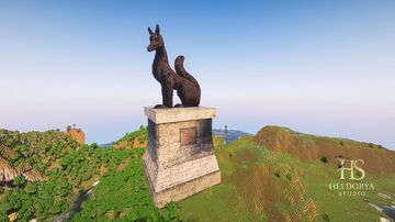 🦊 Majestic FOX  Kitsune Statue on Monumental Pedestal 🏛️ | Epic Fantasy Landmark for Minecraft Worlds 🌌Japan Statue✨ Perfect For Arenas & Lobby ✨MONUMENT - STATUE Minecraft Map & Project