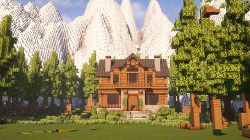 Luxury Mountain Cabin Minecraft Map & Project