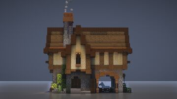 (Free) Medieval House + Stable Minecraft Map & Project