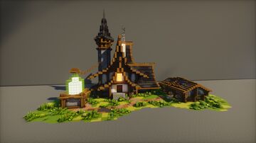 Medieval Fantasy Potion Brewer House I Storage, enchant, smelting areas I Greenhouse I Download Minecraft Map & Project