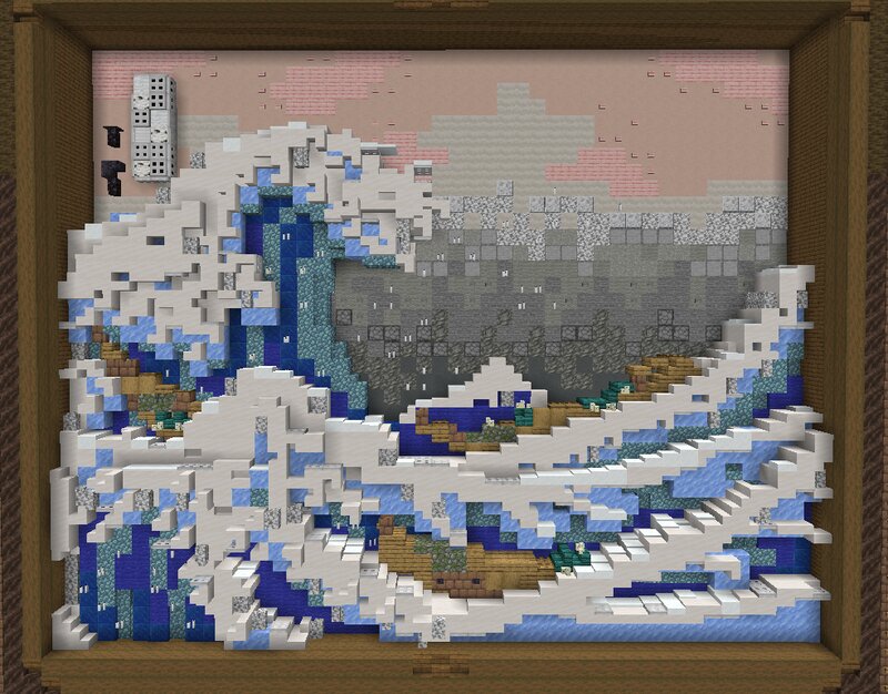 The Great Wave off Kanagawa minecraft build Большая волна в Канагаве майнкрафт постройка