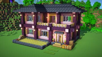 Lvl.2 Cozy Survival House, Cherry & Deepslate +Tutorial 🏡(70.2) Minecraft Map & Project