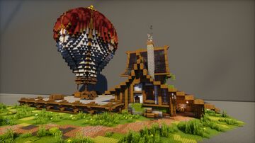 Fantasy Balloon with House I Interior I Balloon I Enchant, storage areas I Download Minecraft Map & Project