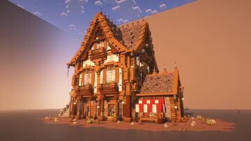 EXTREME detailed Medieval House [FULL INTERIOR] Minecraft Map & Project