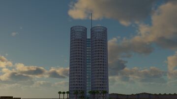 [1:1] Modern cylindrical twin towers (Torres De Hércules) Minecraft Map & Project