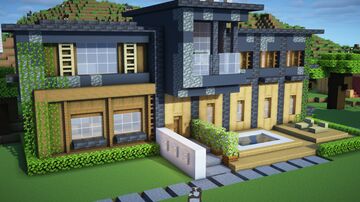 Large Modern Wood House 🏠(Free on Patreon)(+Tutorial) Minecraft Map & Project