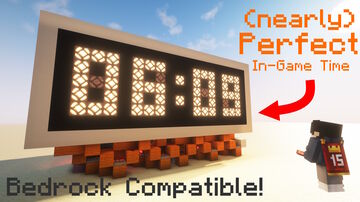 Redstone Clock v3.2 - Java AND Bedrock compatible, tiny and survival friendly, in-game time digital clock with auto-sync Minecraft Map & Project