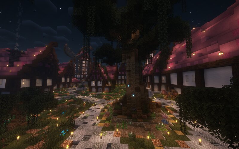 Purple Village In Swamp Style
