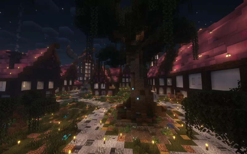 Purple Village In Swamp Style