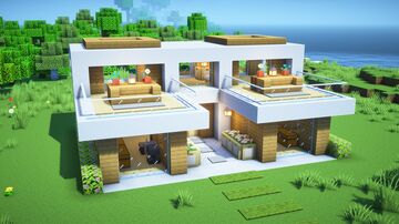 Modern House +Tutorial 🏡82 Minecraft Map & Project