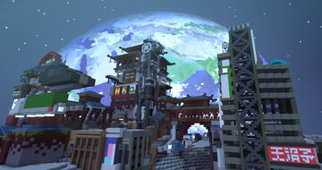 🌃 East Asian Cyberpunk Outpost Minecraft Map & Project