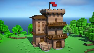 Mud Castle Tower Base +Tutorial 🏡(79.1) Minecraft Map & Project
