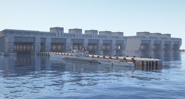 WW2 German U-Boat Base (1.5:1 Scale) Minecraft Map & Project