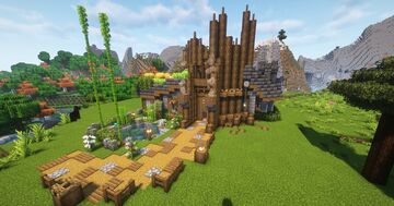 Minecraft Fantasy Log House | Survival Ready - Compact & Functional Base Minecraft Map & Project