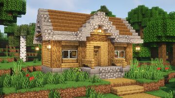 Simple Wooden Survival Starter House Aesthetic Tutorial Minecraft Map & Project