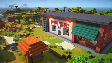 Papa Johns Pizza Shop! +Tutorial Minecraft Map & Project