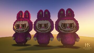 🟣🐰 Giant Purple Labubu Trio – 3D Build Showcase 🐰🟣 Schem & Litematic Files Included (Ultra Detailed) Minecraft Map & Project