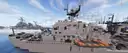 A side-on view of the blocky bridge. As with nearly all the ships I build, the boats and davits hang over further than they would IRL but space constrictions are what they are