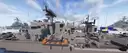 Further aft, you can see another Bofors position on either side of the forward funnel, raised very high for good arcs