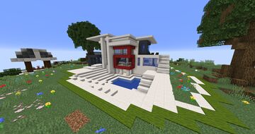 Minecraft modern house 03 with sky island and interior, survival, skyblock / FREE Minecraft Map & Project
