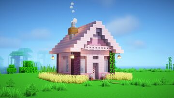 Lvl.1 Cherry Blossom Starter House +Tutorial 🏡(80.1) Minecraft Map & Project