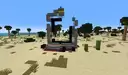 Vanilla nether portals and vanilla dungeons spawn on the map. Note the camel in the background