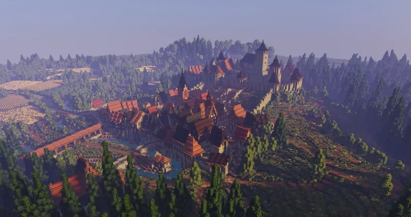 Medieval village with a Castle Minecraft Map