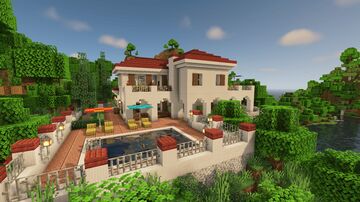 Luxury Waterfront Villa ⬇️(Free Download World/Schematic) Minecraft Map & Project