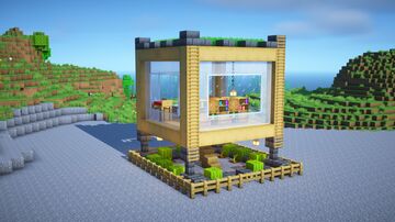 Lvl.1 Modern Wood Survival House +Tutorial 🏡(71.1) Minecraft Map & Project
