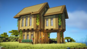Survival House, Oak & Spruce +Tutorial 🏡(65) Minecraft Map & Project
