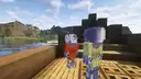 Two knights in charge of the raiding party argue over their next move. Will they bring the unholy horrors of European colonialism to Minecraft villagers, beating the Portuguese by at least a decade? Probably not. There are like zombies and stuff here...
