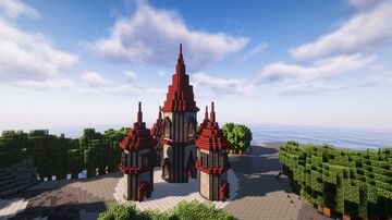Easy Fantasy Castle | Fully Decorated | 5-Tower Build  Furnished Minecraft Map & Project