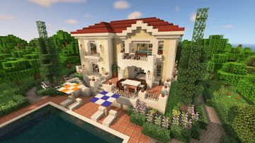 Small Mediterranean Style Villa - (Java/Bedrock + Schematic) Minecraft Map & Project
