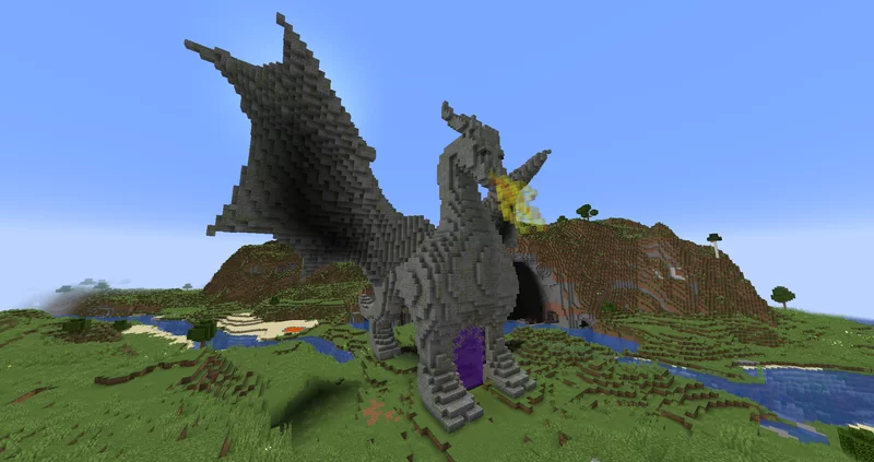 Minecraft Dragon Statue with Nether Portal / 3D ART MAP Minecraft Map
