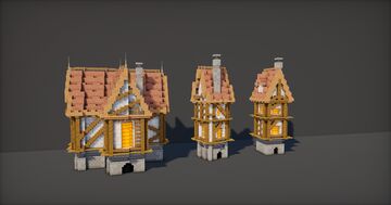 3 medieval houses Minecraft Map & Project