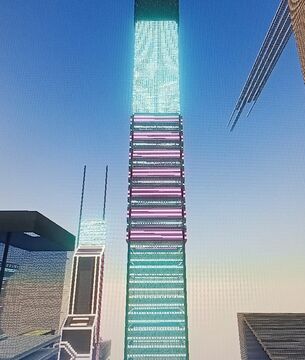 2064 - Neon/Beacon Cyberpunk Office Skyscraper "O.F.F." Minecraft Map & Project