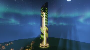 Futuristic Skyscraper v.8.12 Green Version (Reworked) Minecraft Map & Project