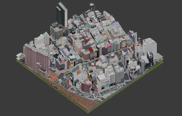 Shinjuku, Tokyo, Japan 1:1, 35°41'37"N 139°42'01"E, 450x450 Blocks Modern City Map Minecraft Map & Project