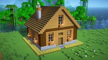 Lvl.2 Cozy Survival House, Spruce! +Tutorial 🏡(72.2) Minecraft Map & Project